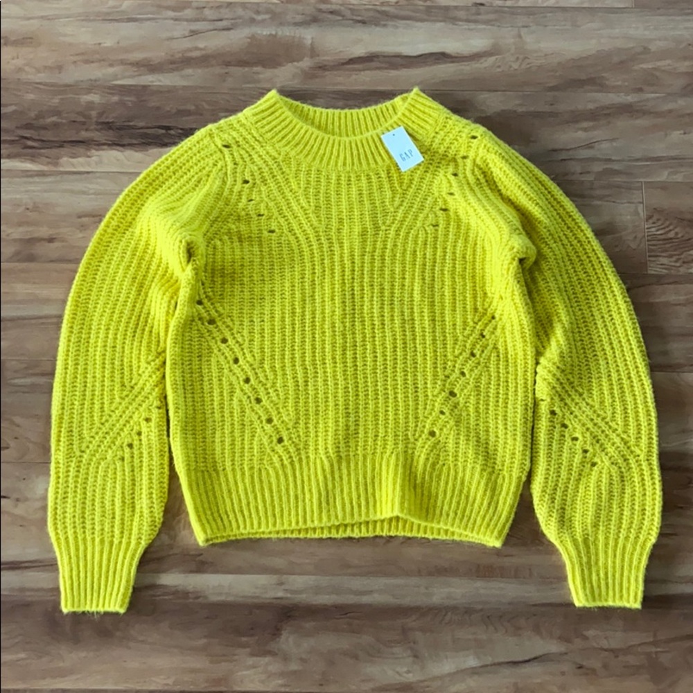 Gap woman’s brushed wool-blend pointelle crewneck - Picture 3 of 8